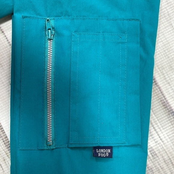 London Fog Windbreaker Women's Large Blue Teal Full Zip Jacket Arm Pocket - Picture 12 of 17